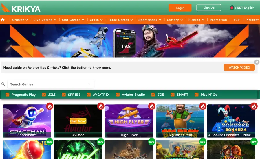 Play Aviator at Krikya Casino