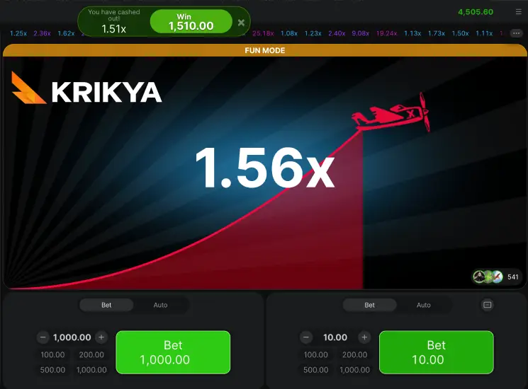 Play Aviator for real money at Krikya Casino