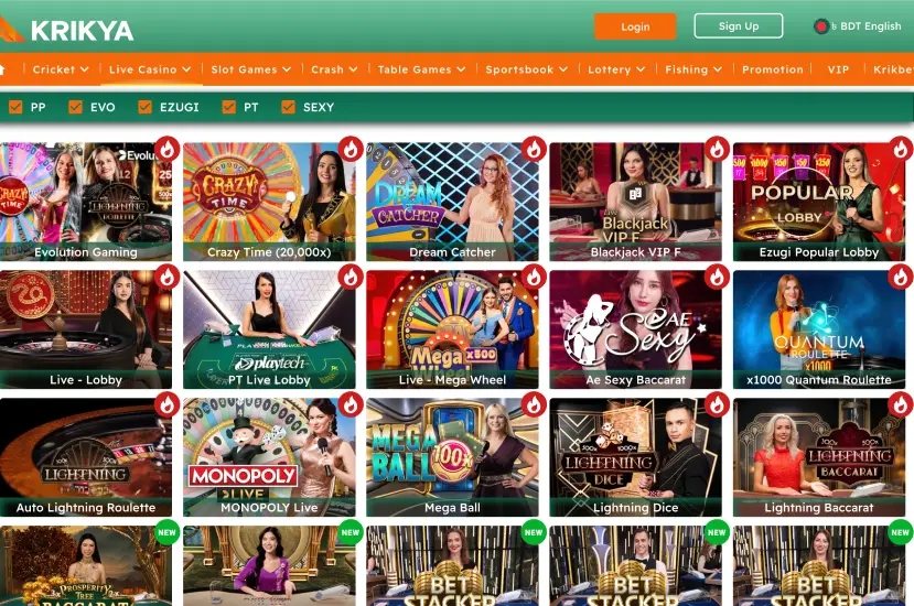 Krikya Live Casino Games